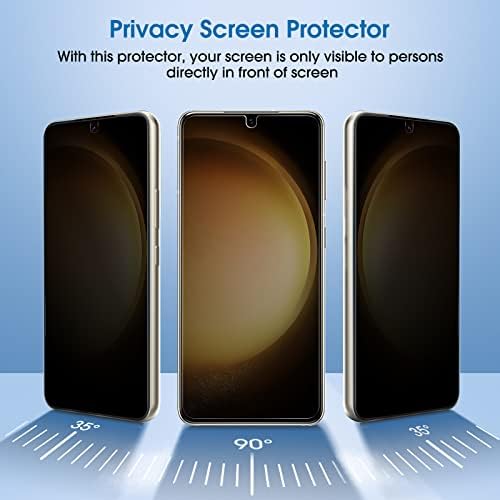 AMFILM [2+2 חבילה Samsung Galaxy S23+/S23 פלוס 6.6 '' מגן מסך פרטיות עם מגן עדשת מצלמה, סרט היברידי אנטי